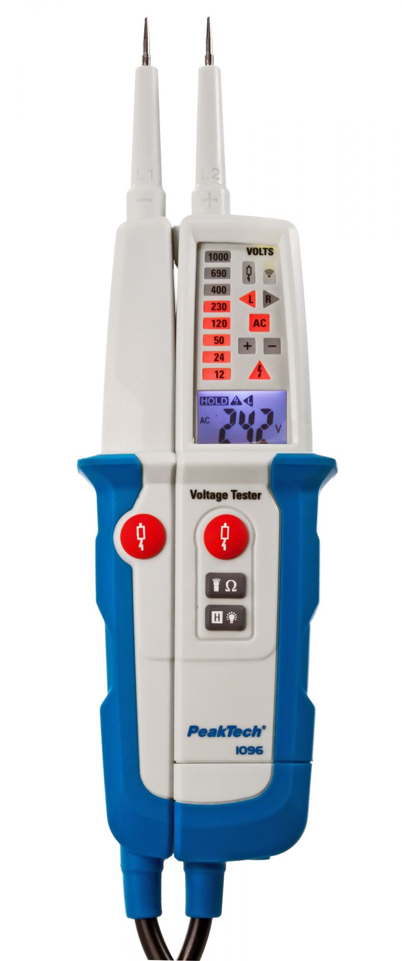 Medidor de Voltaje AC/DC, test RCD, display dual PeakTech® P 1096