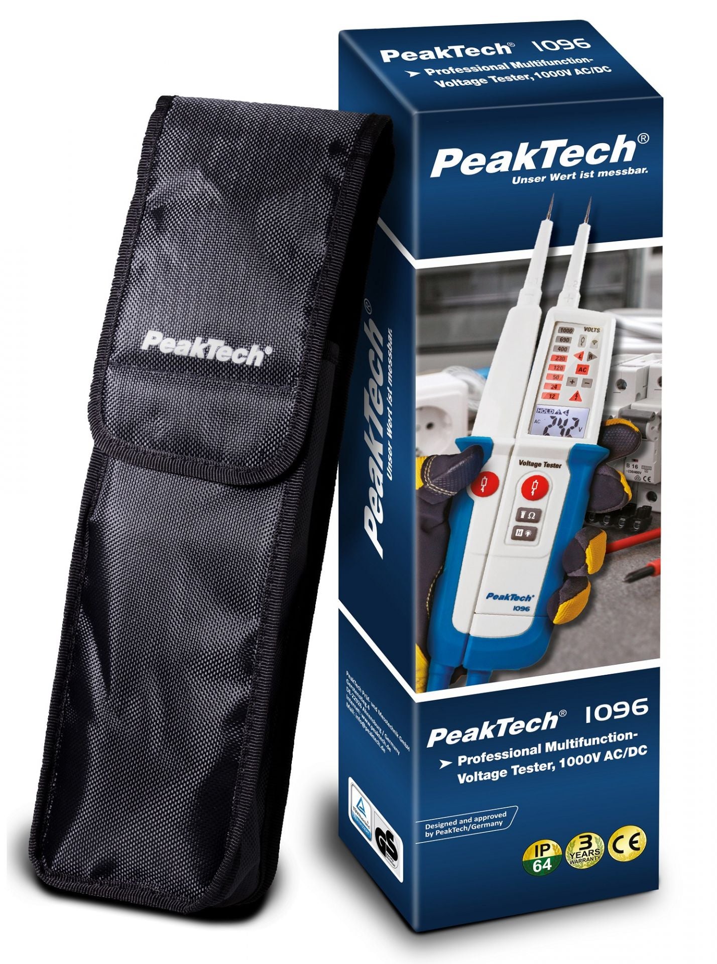 Medidor de Voltaje AC/DC, test RCD, display dual PeakTech® P 1096