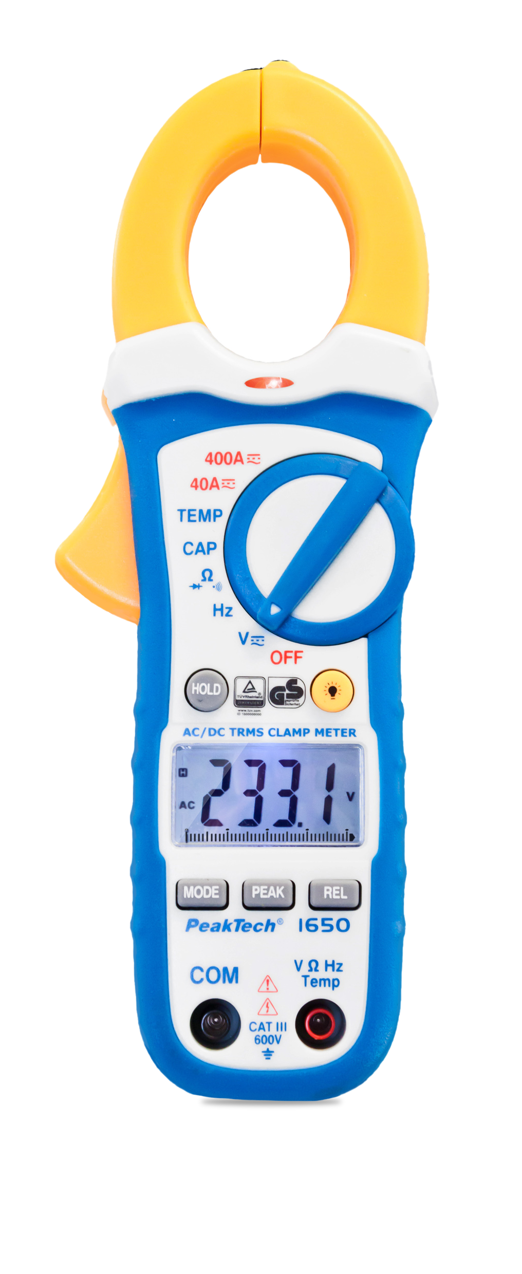Medidor de Pinza Peaktech P1650 TrueRMS, 4000 cuentas 400A AC/DC