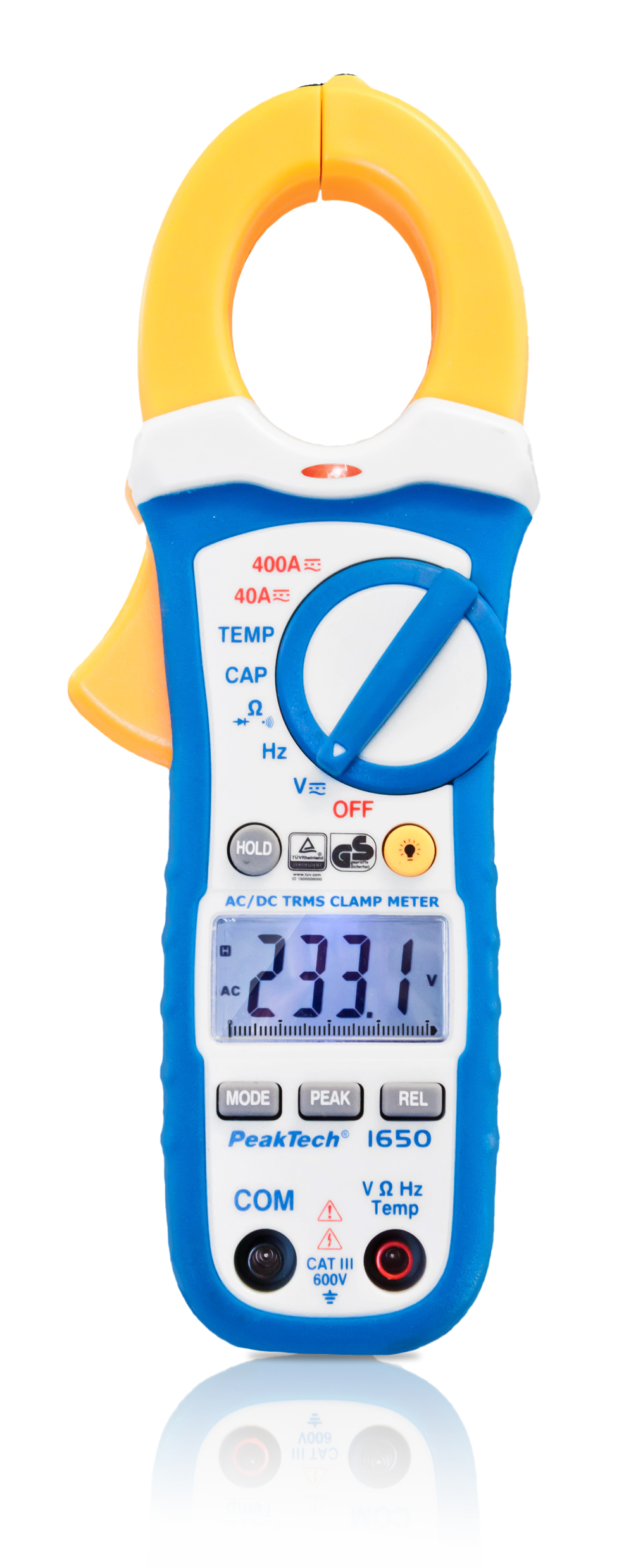 Medidor de Pinza Peaktech P1650 TrueRMS, 4000 cuentas 400A AC/DC