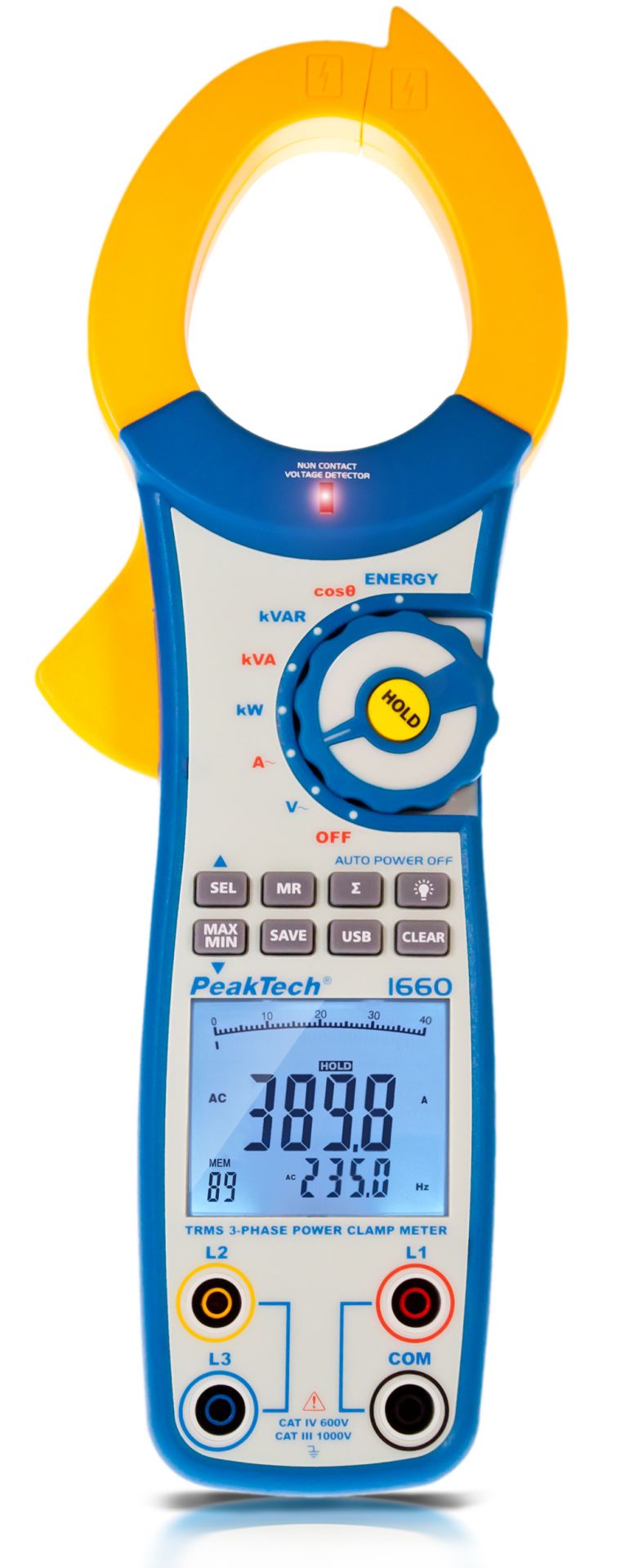 Pinza de Corriente Peaktech P1660 1000A AC hasta 750kW TrueRMS