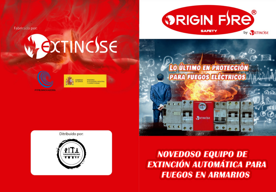 EXTINTOR AUTOMÁTICO EN CUADRO ELECTRICO TAMAÑO MEDIANO ORIGIN-FIRE REF. MB-N VOLUMEN PROTEGIDO 0,7m3