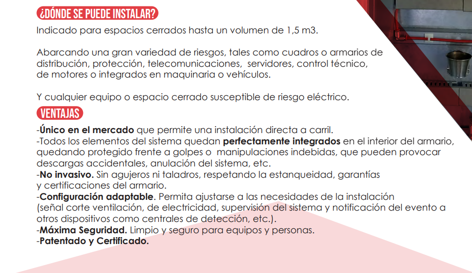 EXTINTOR AUTOMÁTICO EN CUADRO ELECTRICO TAMAÑO MEDIANO ORIGIN-FIRE REF. MB-N VOLUMEN PROTEGIDO 0,7m3