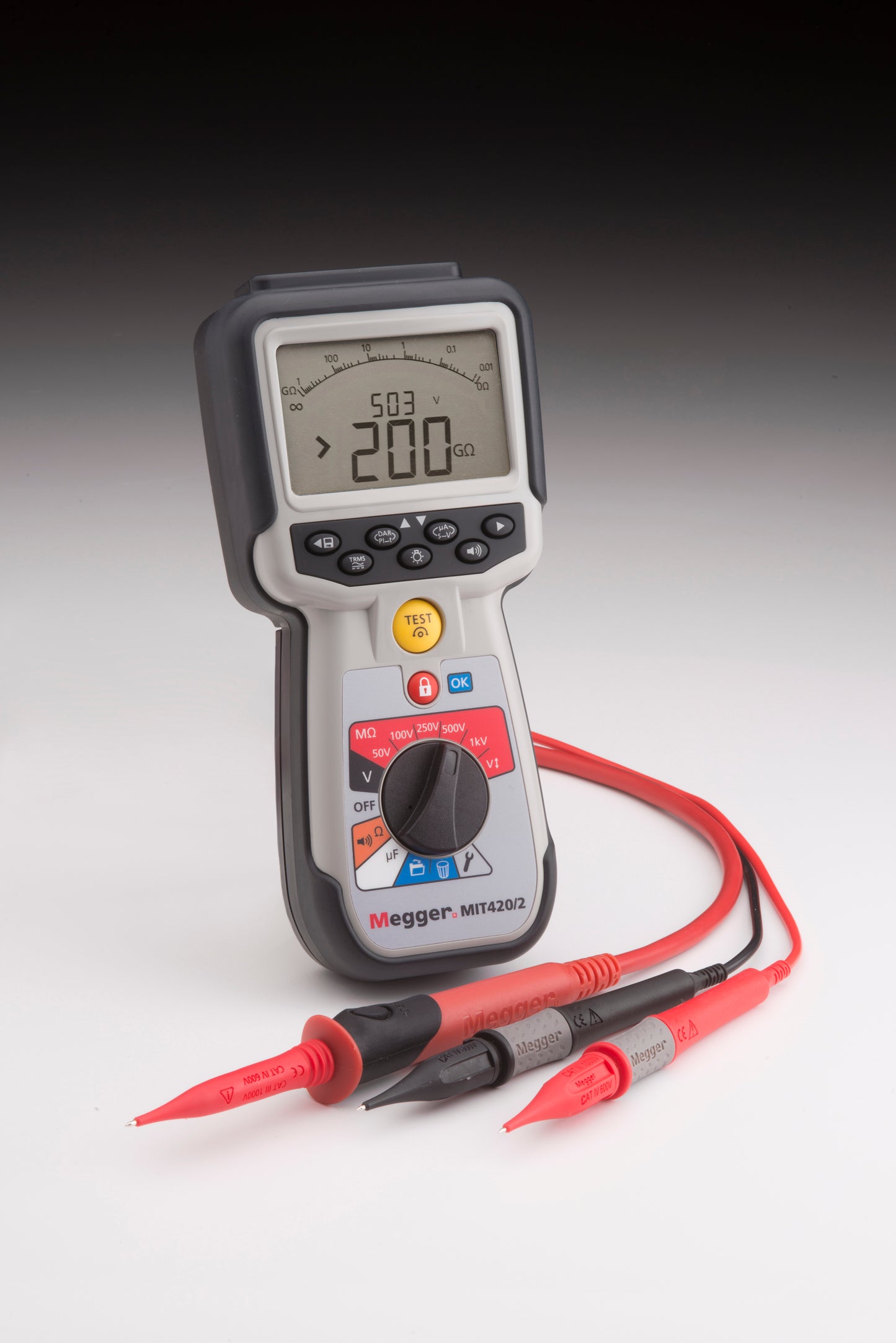 MEDIDOR DE AISLAMIENTO 50 V A 1000 V TELECOMUNICACIONES MEGGER MIT420/2