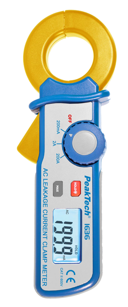 Pinza amperimétrica de fugas resolución de 100 µA Peaktech P1636