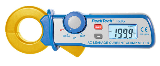 Pinza amperimétrica de fugas resolución de 100 µA Peaktech P1636