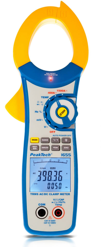 Medidor de Pinza TRMS, 40000 cuentas, 1500A AC/DC PEAKTECH P 1655