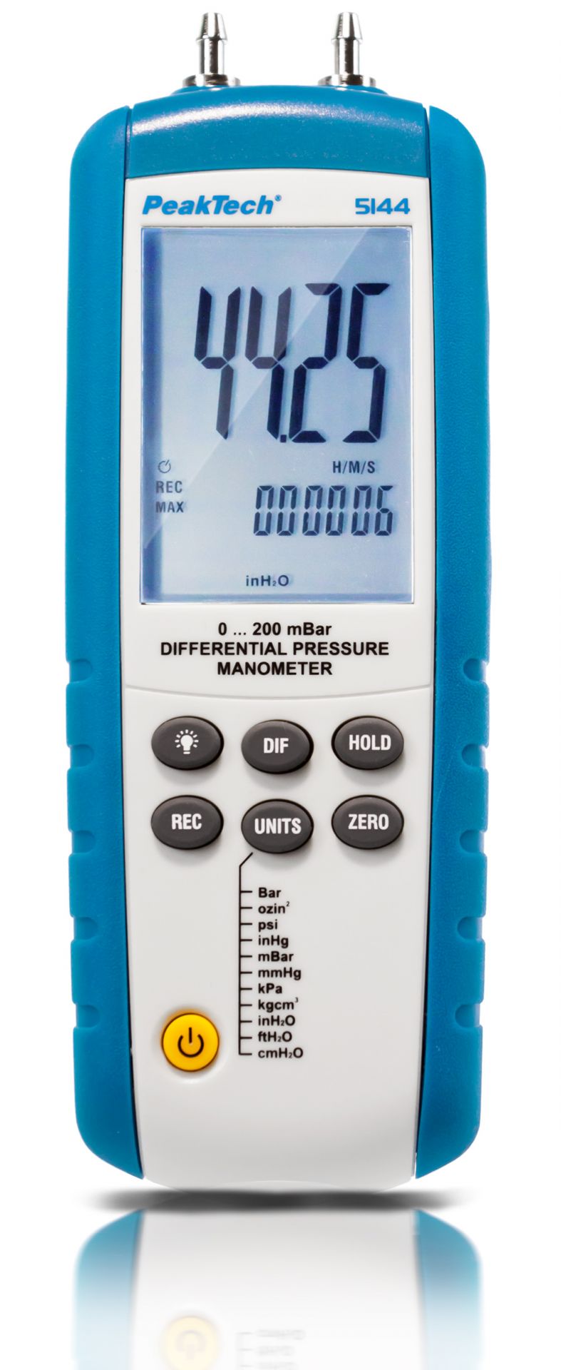 Medidor de presión Diferencial 0...200mbar, USB Peaktech P5144