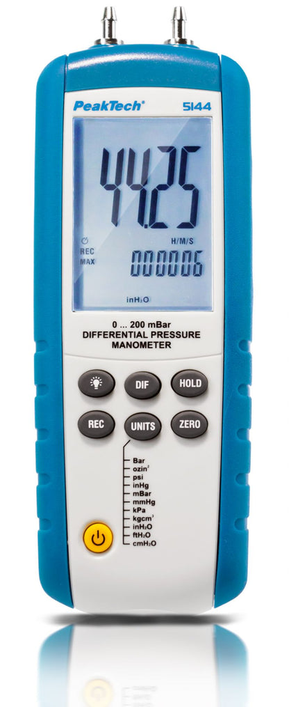 Medidor de presión Diferencial 0...200mbar, USB Peaktech P5144