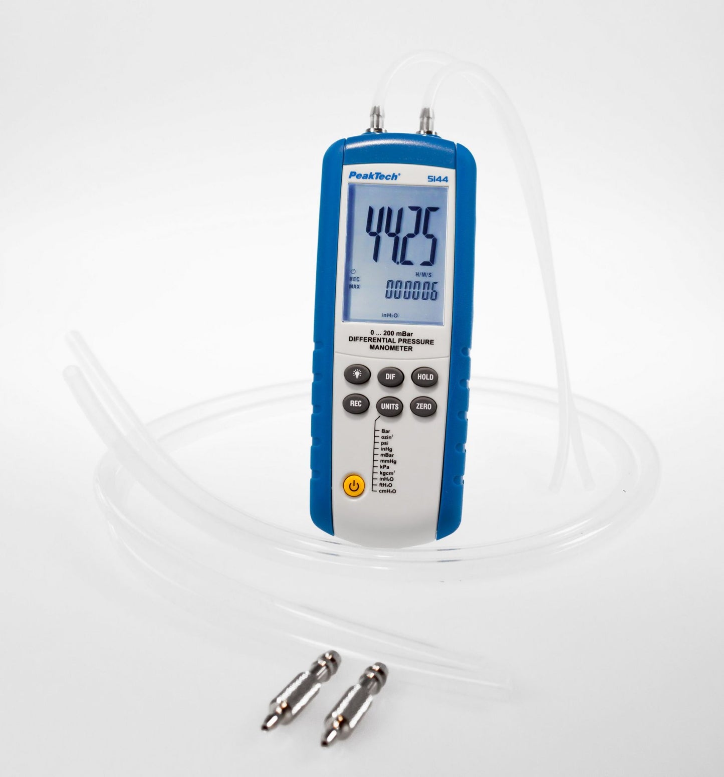 Medidor de presión Diferencial 0...200mbar, USB Peaktech P5144