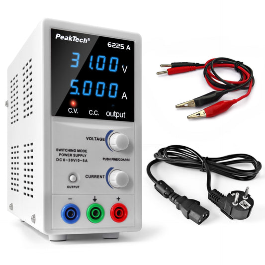 Fuente de Alimentación Digital DC 0-30V/0-5A Peaktech P 6225 A