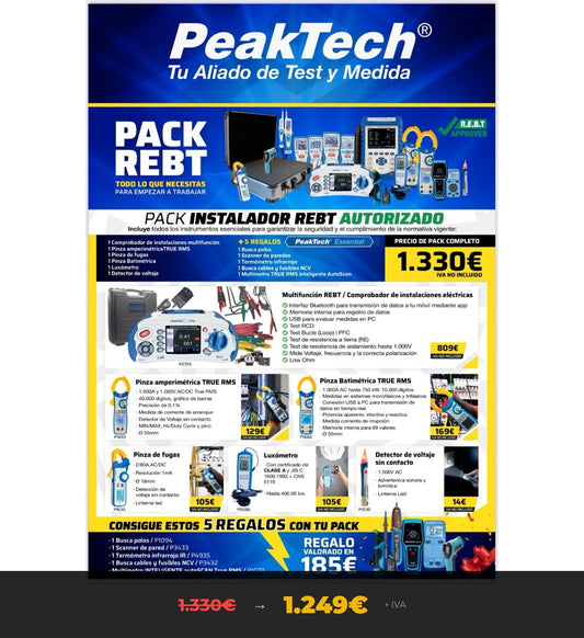 Pack REBT PeakTech 1330 tachado 1249